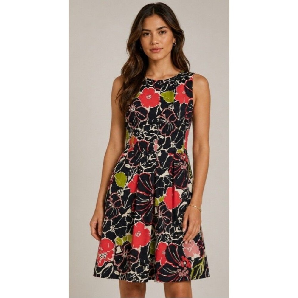 Bananana Republic Sz 2 Womens Dress Black Floral Sleeveless Mini